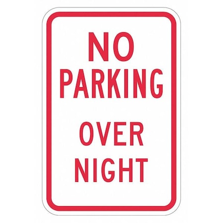 No Overnight Parking Sign,18" x 12, T1-3018-EG_12x18