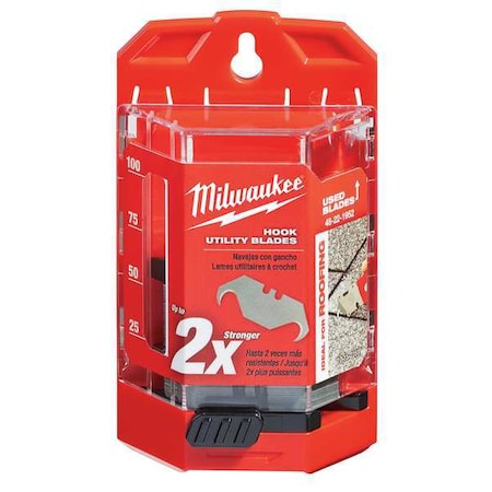Hook Utility Knife Blades w/ Dispenser, PK50