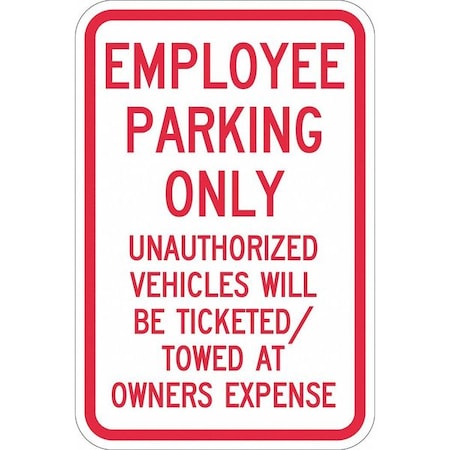 Employee Parking Sign,18" x 12, T1-1180-DG_12x18