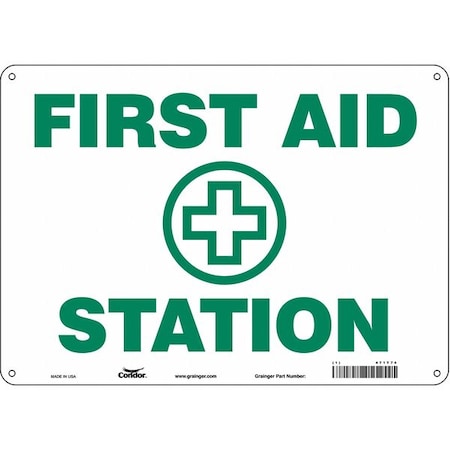 First Aid Station, 14 in W x 10 in H, Horizontal Rectangle, Polyethylene, 471T74