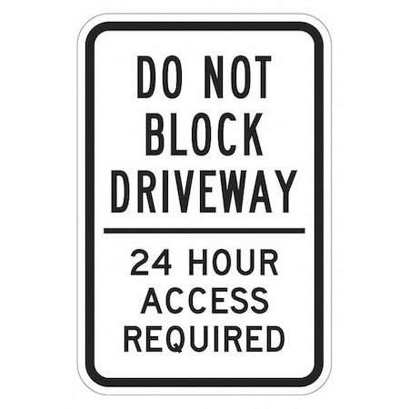 Driveway No Parking Sign,18" x 12, T1-1646-EG_12x18