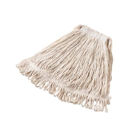 1 in String Wet Mop, 16 oz Dry Wt, Slide On Connection, Looped-End, White, Cotton, PK6
