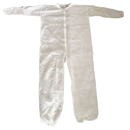 Collared Disposable Coveralls, Xl, White, polypropylene, zipper
