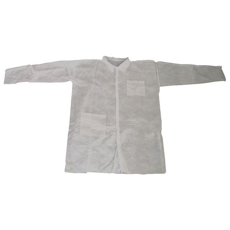Condor Disposable Lab Coat, Polypropylene, Snaps Closure, White, 4XL, 25 PK