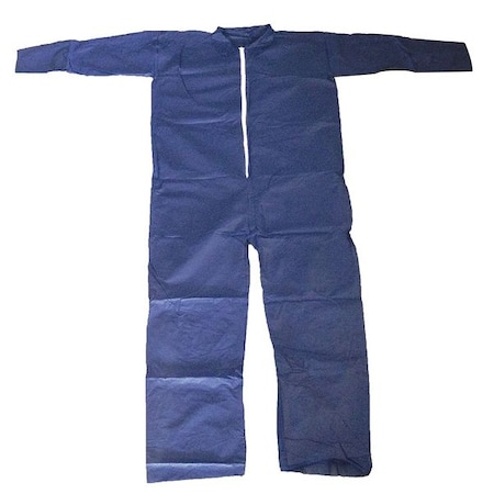 Collared Disposable Coveralls, 2XL, Blue, polypropylene, zipper