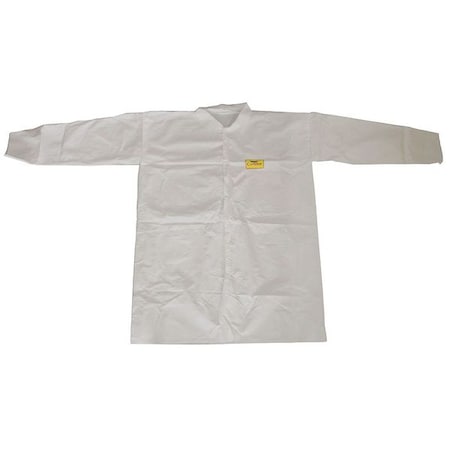 Condor Disposable Lab Coat, Microporous Film Laminate, Snaps Closure, White, 3XL, 30 PK