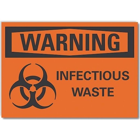 Warning Sign, 7 in H, 10 in W, Non-PVC Polymer, Vertical Rectangle, English, LCU6-0046-ED_10x7