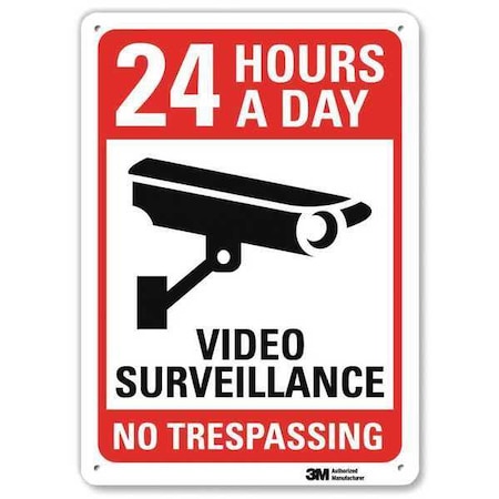 Security Sign, 10 in H, 7 in W, Aluminum, Horizontal Rectangle, English, U1-1001-NA_7x10