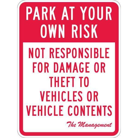 Parking Lot Damage Advisory Sign,24"x18, T1-1066-HI_18x24