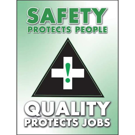 Poster, Safety Protects People  Quality Prtects Jobs, 22 in H x, 17 in W, Plastic