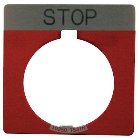Cutler-Hammer Legend Plate,Square,Stop,Red