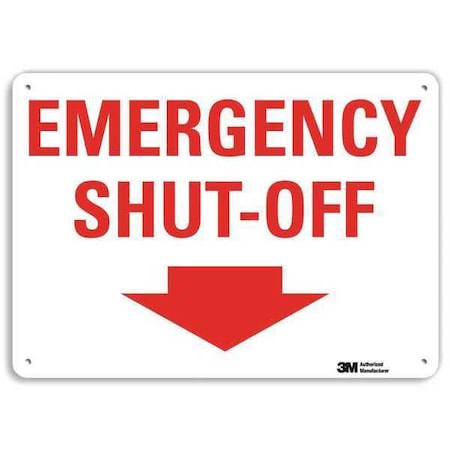 Emergency SHUT-OFF, 7 in x 10 in, Vertical Rectangle, Aluminum, U7-1141-NA_10x7