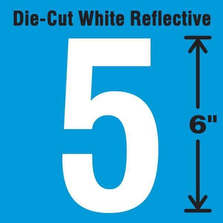 Number Label, Vinyl, 6 in H, 2-3/4 in W