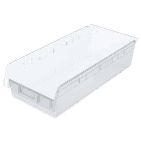 Shelf Storage Bin, Plastic, Clear, 6 in H, 11 1/8 in W, 23 5/8 in L