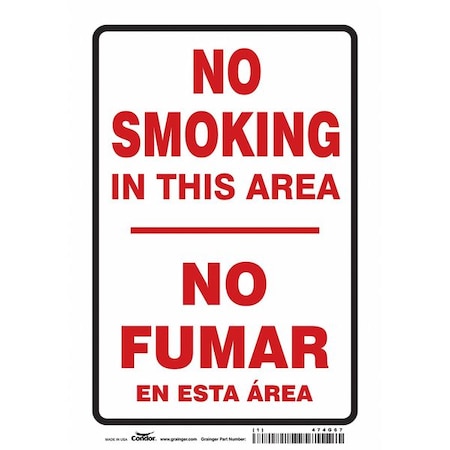 Safety Sign, 10" H, 7 in W, Vinyl, Horizontal Rectangle, English, Spanish, 474G67