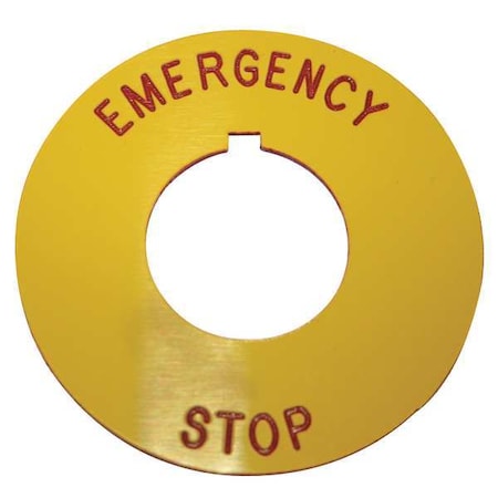 Cutler-Hammer Legend Plate,Emergency Stop,Red/Yellow