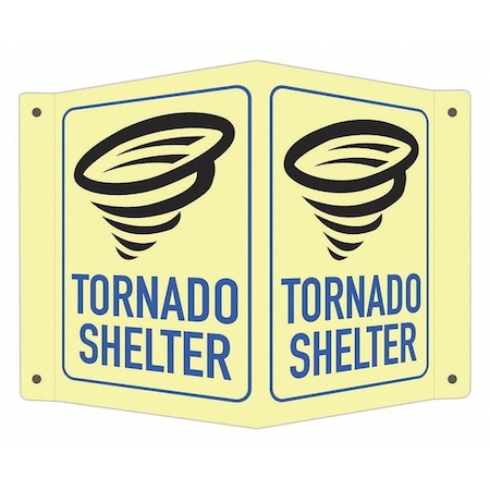Tornado Shelter (w Sym), 7 1/2 in W x 6 in H, V-Shape Projection, Aluminum, LCVB-0033-GA_4x6