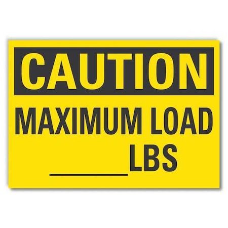 Caution, Maximum load _lbs, 10 in W x 7 in H, Non-PVC Polymer, LCU3-0276-ED_10x7