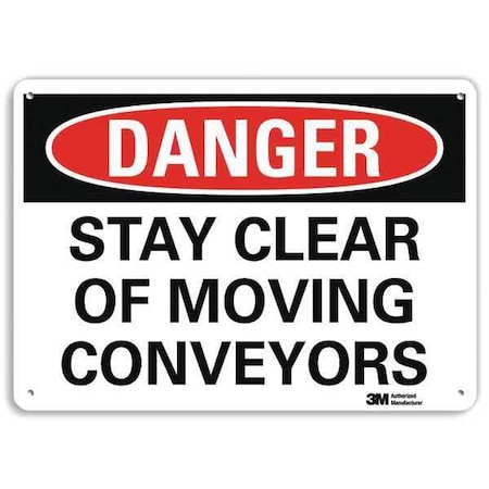 Danger Sign, 10 in Height, 14 in Width, Aluminum, Horizontal Rectangle, English