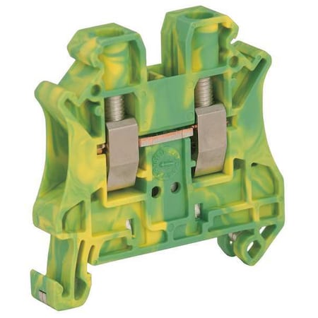 Terminal Block, Grounding, 1 Pole, 8 AWG, Screw Termination, Green, Yellow
