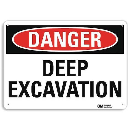 Danger, Deep Excavation, 10 in x 14 in, Horizontal Rectangle, Aluminum, U3-1290-NA_14x10