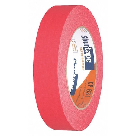 Masking Tape, 24 mm W x 55 m L, 4.9 mil Thick, Red, Rubber Adhesive, 36 PK