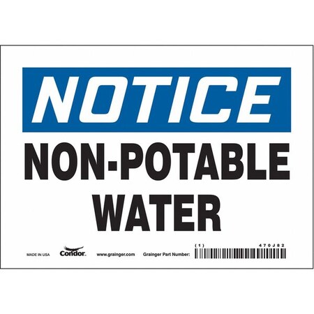 Notice, Non-Potable Water, 7 in W x 5 in H, Horizontal Rectangle, Vinyl, 470J82