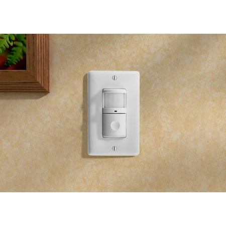 Vacancy Sensor,PIR,1200 sq ft,Ivory