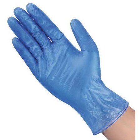 Disposable Gloves, 3 mil Palm, Vinyl, Powder-Free, 9 in Length, AQL 4, XL (10), 100 PK, Blue