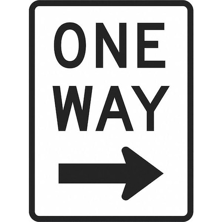 One Way Traffic Sign, 24 in H, 18 in W, Aluminum, Vertical Rectangle, English, T1-1014-EG_18x24