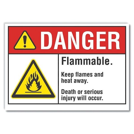 Danger Sign, 10 in H, 14 in W, Non-PVC Polymer, Horizontal Rectangle, English, LCU4-0010-ED_14x10
