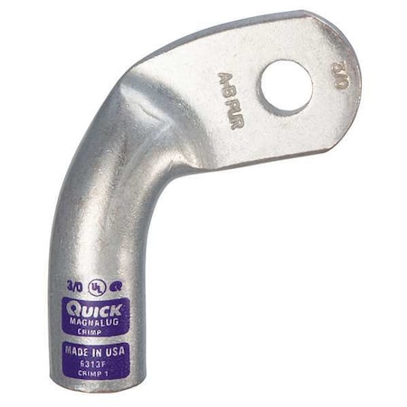Lug Starter/Ground, 3/0 AWG Max, 3/8 in Stud, Standard Barrel, Copper, Purple