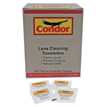 Pre-Moistened Lens Cleaning Towelettes, Anti-Fog, Anti-Static, Individually Wrapped, 100PK
