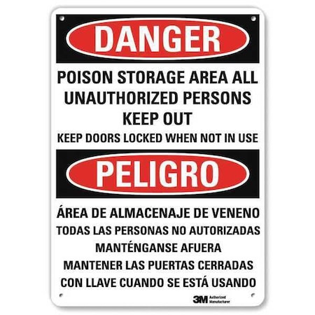 Danger Sign, 14 in H, 10 in W, Vertical Rectangle, English, U1-1053-NA_10x14