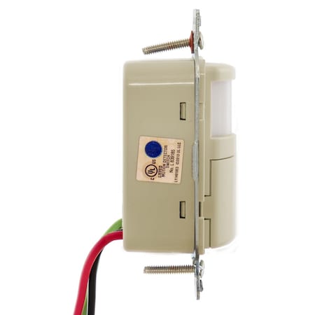 Wall Mount Sensor, Occupancy, Vacancy, Hard Wired, Ivory, 1,200 sq ft, Fluorescent, LED