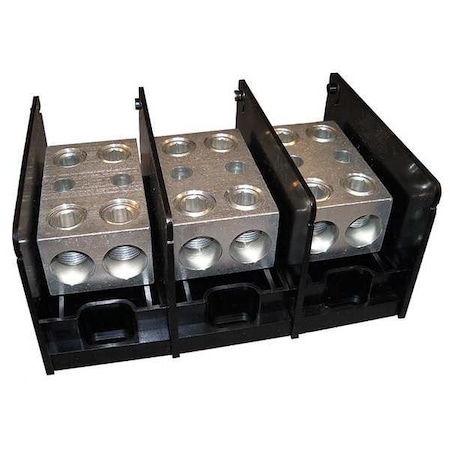 Power Distribution Block, Open, 3 Pole, 760 A Copper, 1,000 V AC/DC, Screw