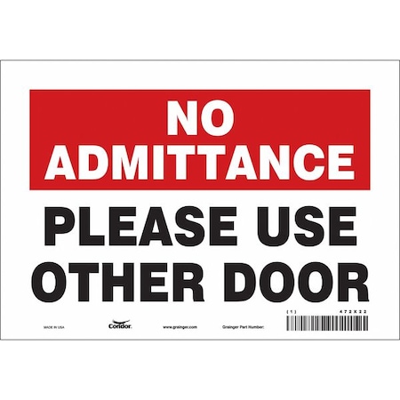 PLEASE USE OTHER DOOR, 10 in W x 7 in H, Vertical Rectangle, Vinyl, 472X22