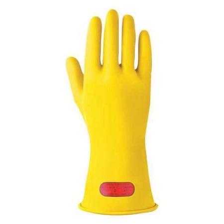 Electrical-Insulating Gloves, 1,000V AC, 1,500V DC, Rubber, 11" Length, Yellow, Size 11