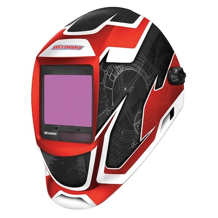Auto Dark Welding Helmet, Shade 6-9/9-13, Black/Red/White