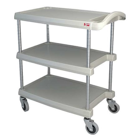 Utility Cart with Lipped Plastic Shelves, Polymer (Shelf), 400 lb Load Capacity, 3 Shelves