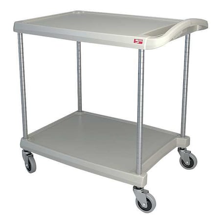 Utility Cart with Lipped Plastic Shelves, Polymer (Shelf), 300 lb Load Capacity, 2 Shelves, 24 in W