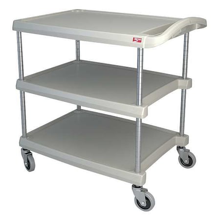 Utility Cart with Lipped Plastic Shelves, Polymer (Shelf), 400 lb Load Capacity, 3 Shelves, 24 in W