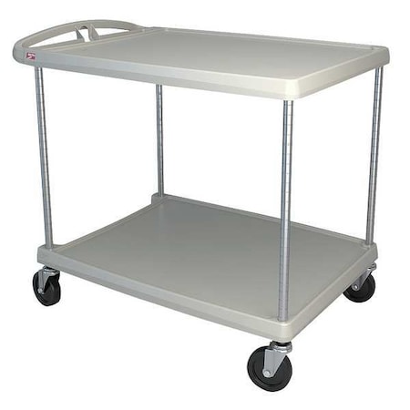 Utility Cart with Lipped Plastic Shelves, Polymer (Shelf), 400 lb Load Capacity, 2 Shelves, 28 in W
