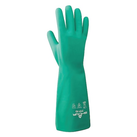 717 Chemical Resistant Gloves, Nitrile, 13 in L, 11 mil, Green, M, 1 PR