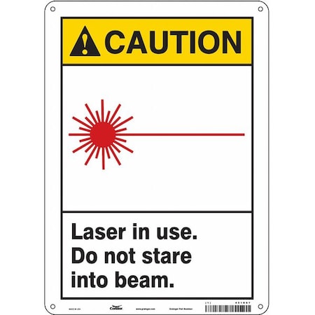 Radiation & Laser Sign, 14 in H x 10 in W, Polyethylene, Vertical Rectangle