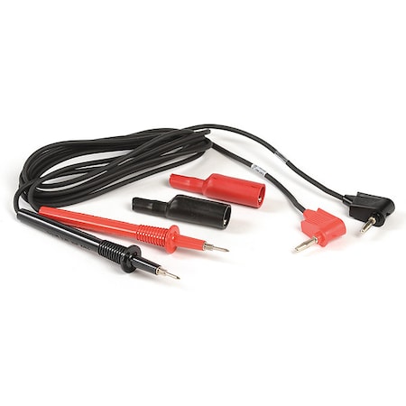 Test Probe Lead, Banana Plug, 4 ft., Silicone, Black, Red