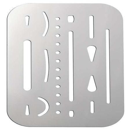 Stencil/Shield, Symbol, Zone, Various Font, Stainless Steel, Silver