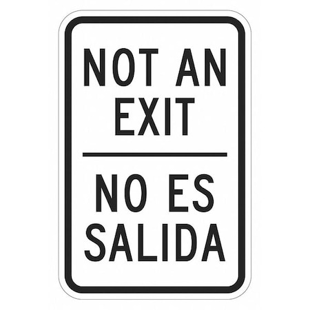 No Exit Sign For Parking Lots, 18 in Height, 12 in Width, Aluminum, Vertical Rectangle