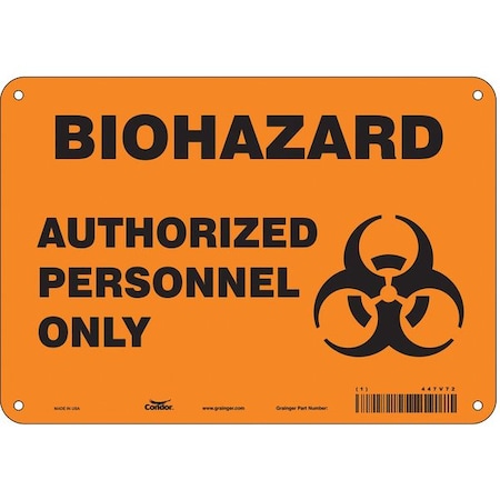 Biohazard Sign, 7 in H, 10 in W, Polyethylene, Vertical Rectangle, English, 447V72