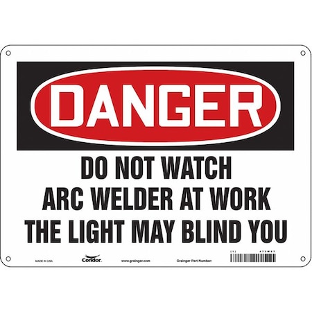 Safety Sign, 10 in Height, 14 in Width, Polyethylene, Horizontal Rectangle, English, 473W97